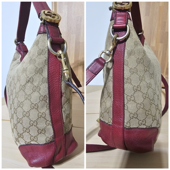 GUCCI GG Monogram Large Margaux Hobo Burgundy - Picture 9 of 12